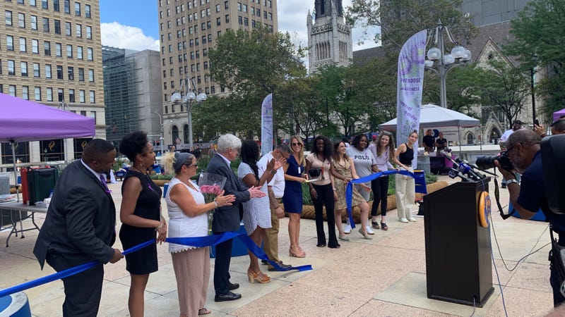 The ribbon-cutting for Philadelphia's temporary Overdose Memorial Garden.