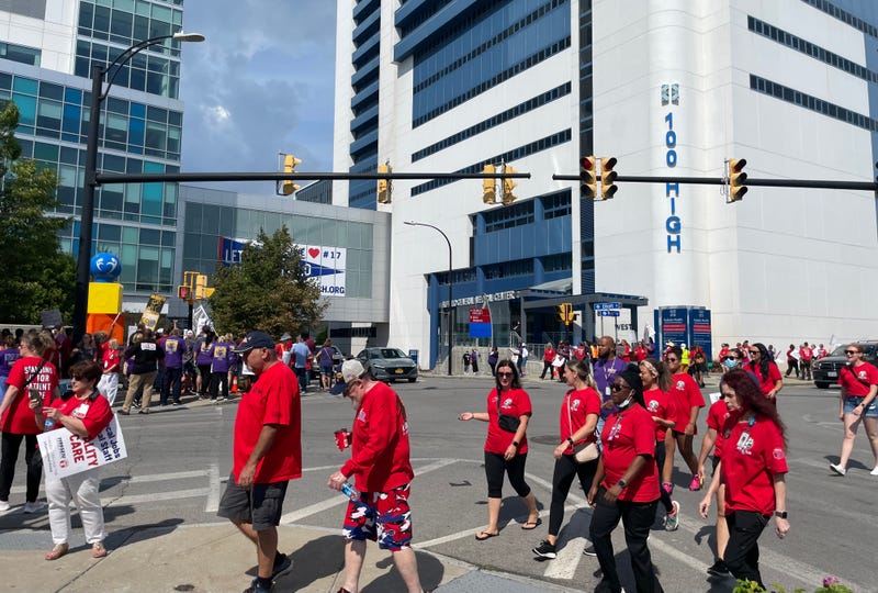 Union workers picket outside Buffalo General and Oishei Children's Hospitals