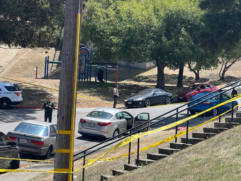 The scene of the fatal shooting in Marin City on Sunday.