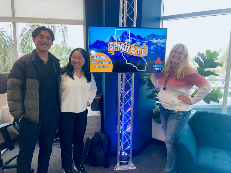 San Bernardino Free Clinic's Matthew Duong and Anh Voong with K-Frog's Pepper