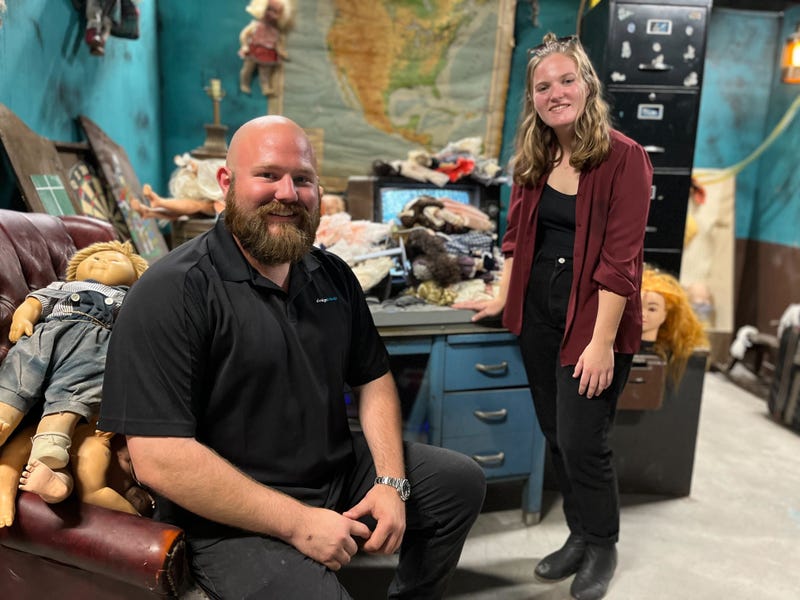 Brian Corcodilos (left), owner of Lincoln Mill Haunted House, and Caitlin Marsilii, events coordinator for the Manayunk Development Corporation, are eager to debut the neighborhood's latest attraction starting on Oct. 6, 2022.