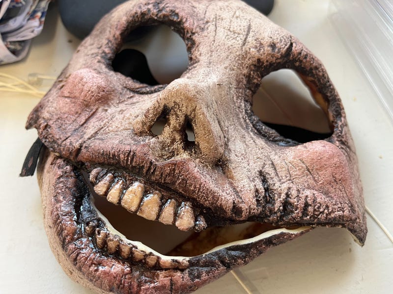 A mask in the Lincoln Mill dressing room.