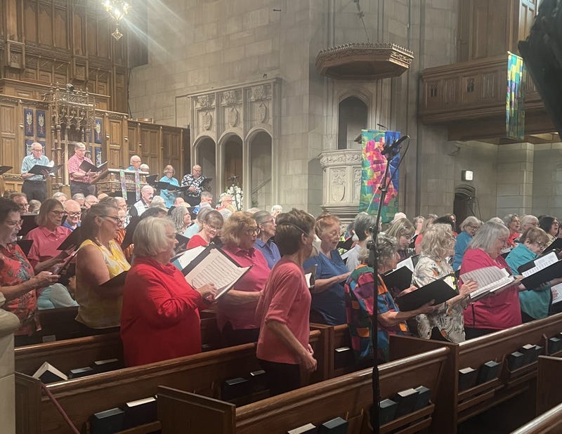Members of Good Memories Choir sing during a recent rehearsal.