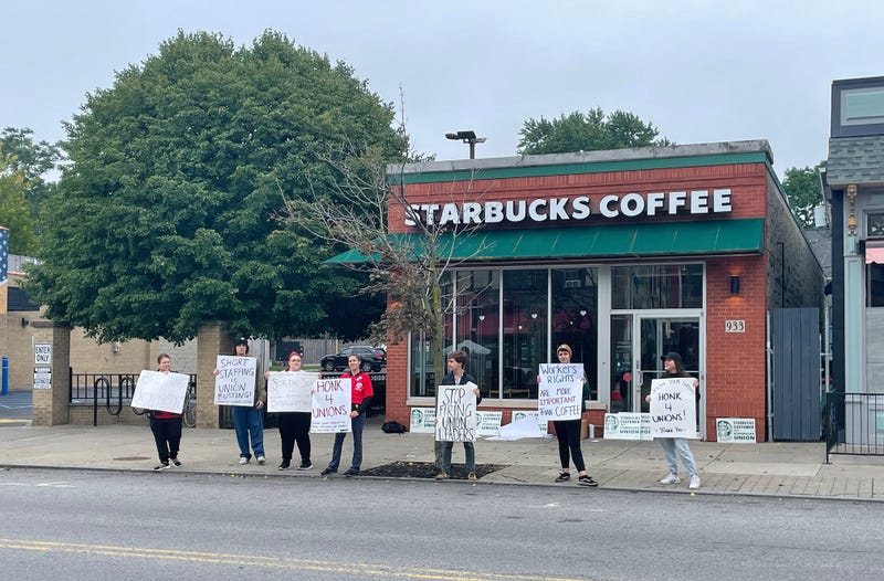 Starbucks workers picket outside the Elmwood Avenue location