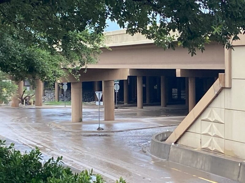 Flooding at Park Central under I-635 in North Dallas