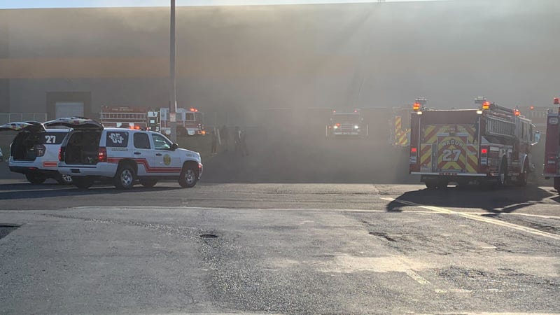 The scene of a four-alarm fire at the Dorman Products warehouse in Colmar, Pa.