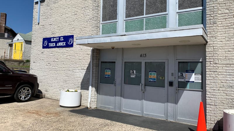 The outside of Olney Elementary School’s annex, where U.S. Education Secretary Miguel Cardona visited on Tuesday.