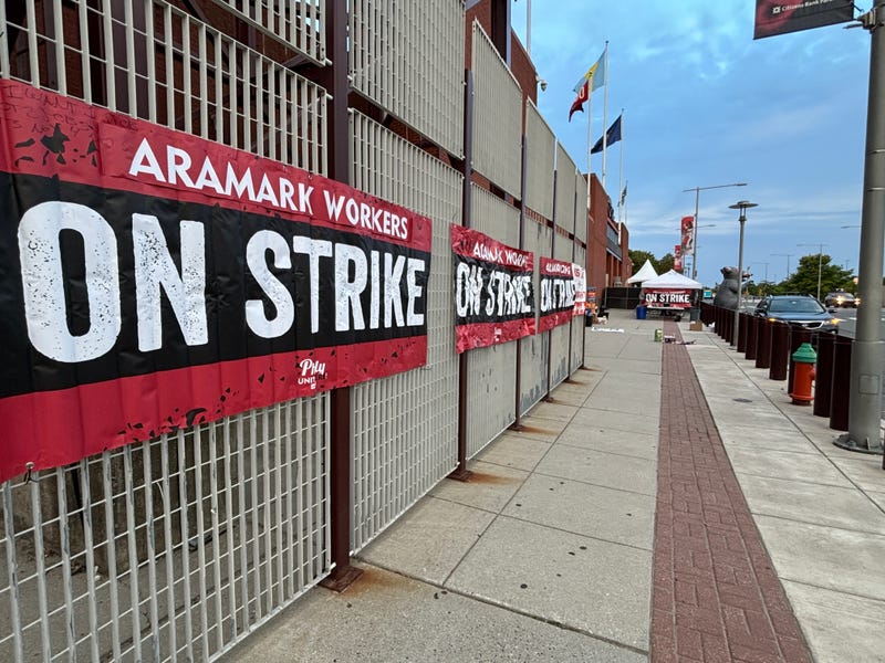 Aramark strike signs