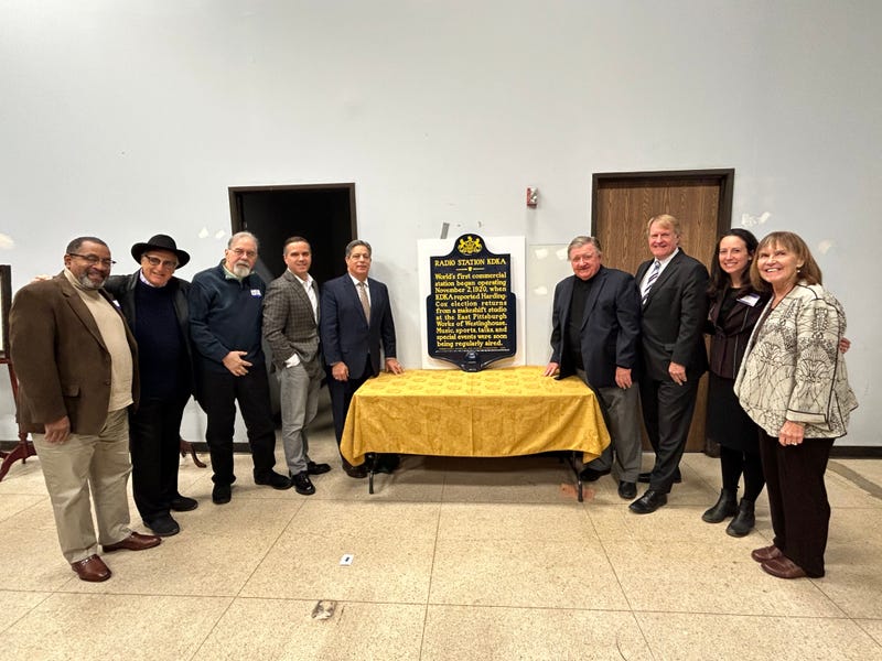 Harold Hayes, Ron Klink, unknown, Michael Spacciapolli,Jay Costa, Bill Hillgrove, Rich Fitzgerald, Hayley Halderman and Susie Barbor at KDKA Radio Plaque rededication 