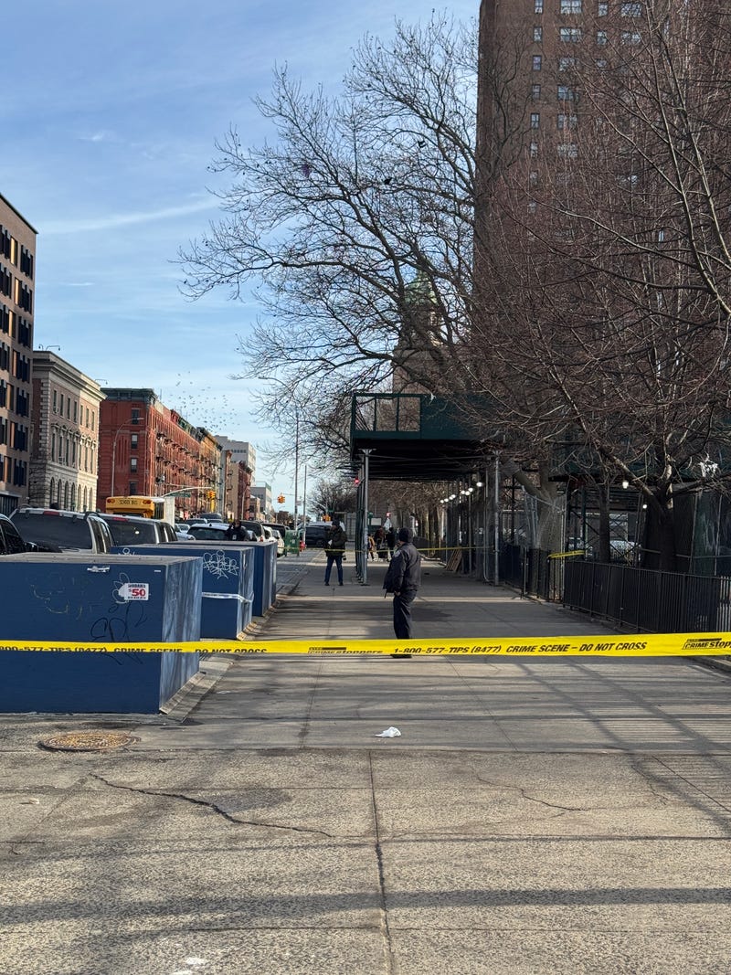The scene in the Bronx where a 14-year-old male was fatally stabbed.