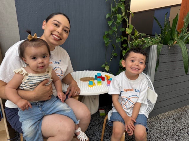 The Vazquez family at the Arthur M. Blank Center for Stuttering Education and Research 