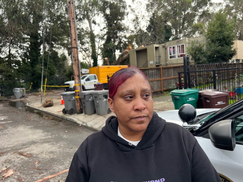 Victoria James lives at 3293 Lynde Street, Apt B, visible right behind her. 