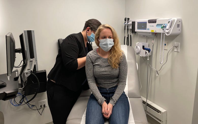 Dr. Joan Bosco with patient Caitlin Barber