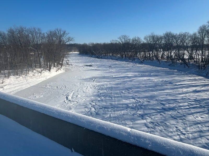 Boat frozen in White River