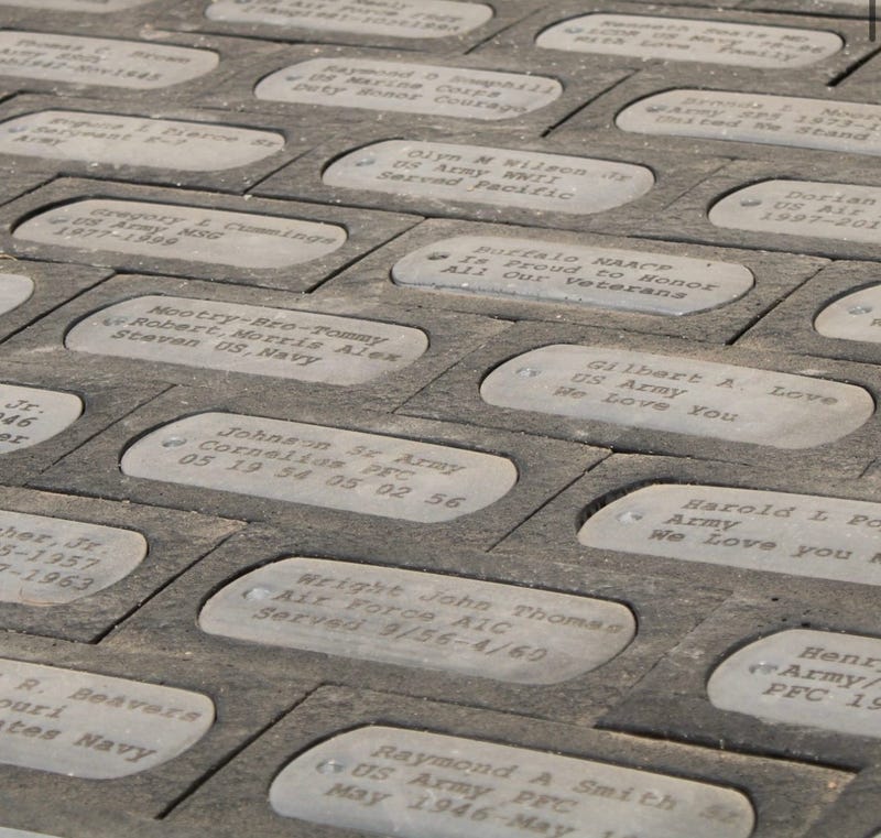 Visitors at the monument have the chance to walk along paved in bricks, which have the names engraved of current and former service members.