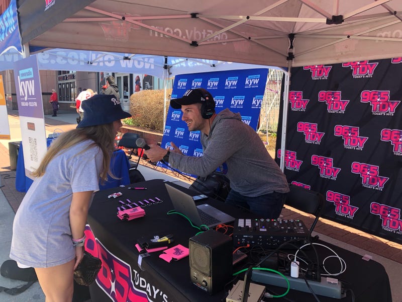 Bennett broadcasting live at Citizens Bank Park with TDY listeners