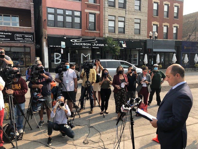 Attorneys and family members of the 32-year-old woman who was stabbed to death while working at a Walgreens in the Wicker Park neighborhood held an emotional news conference this morning outside the store ahead of a wrongful death lawsuit.