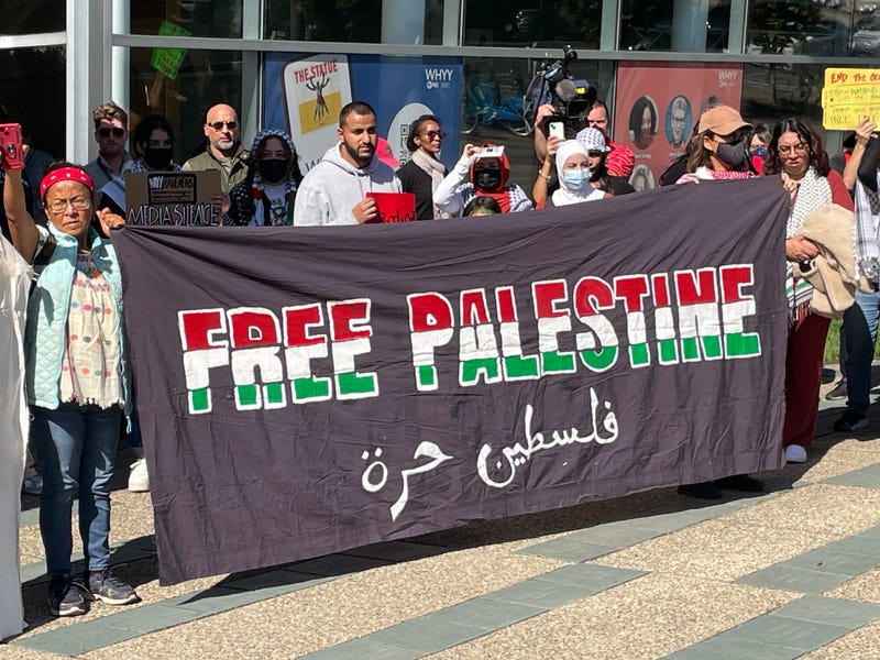 The Philadelphia Palestinian Solidarity Coalition protests perceived American "whitewashing" of the plight of Palestinians in Gaza and Israel’s history of violence and oppression.