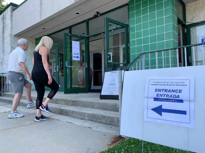Voters enter a polling place in Cherry Hill, N.J., on June 8, 2021.