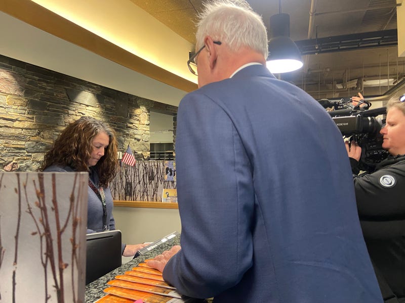 Minnesota Governor Tim Walz purchasing his deer license this past week.