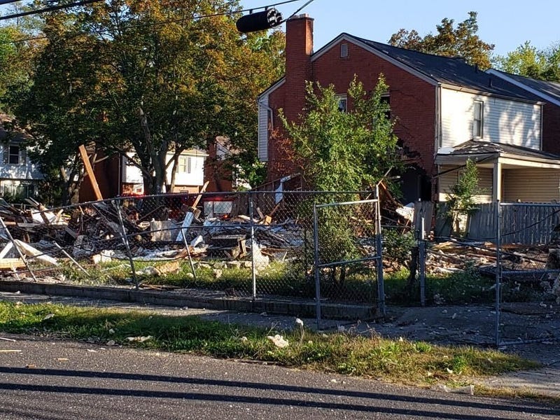 What's left of a house that exploded on Detroit's northwest side