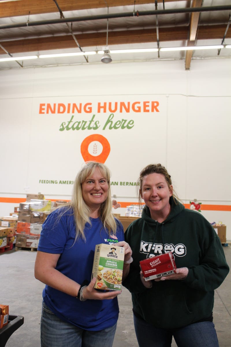 K-Frog's Pepper and Dana volunteering at Feeding America IE