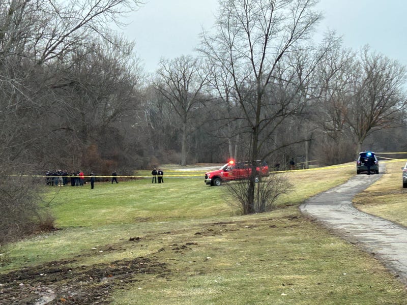 Police on scene where missing man's body was found. 