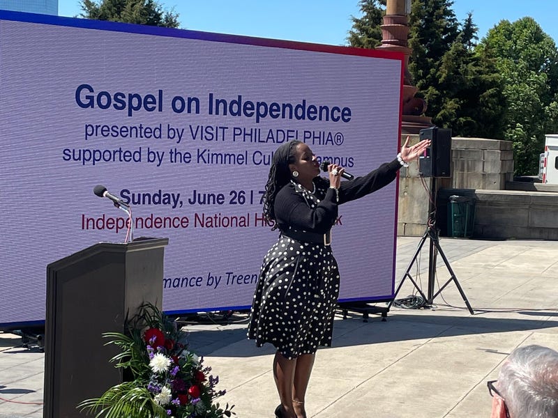 A performance by gospel singer Treena Ferebee previewing one of the events for 2022 Welcome America.