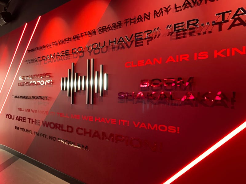 The "radio wall" at the F1 Arcade in Center City