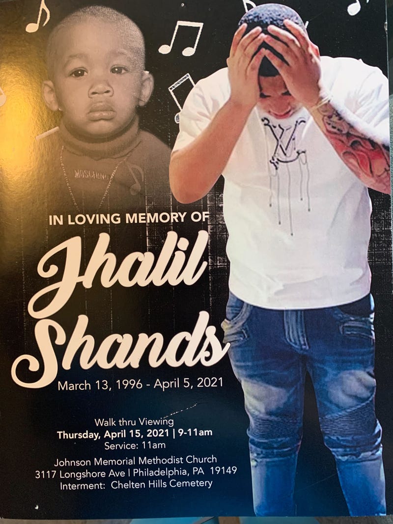 A memorial sign for Jhalil Shands