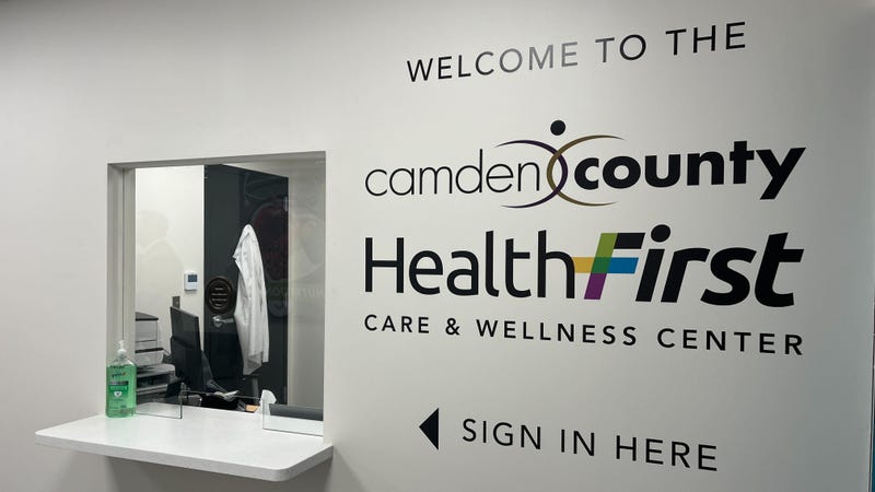 Sign-in window at HealthFirst Care and Wellness Center at the Wiggins Center in Camden, N.J.