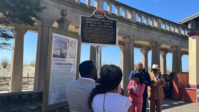 historical trail marker in Atlantic City honoring civil rights icon Fannie Lou Hamer