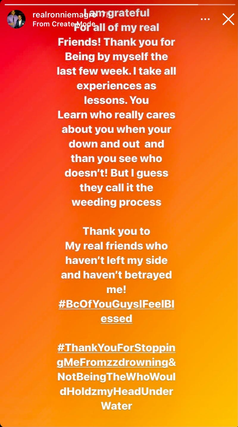 'Jersey Shore' alum Ronnie Ortiz-Magro posted this Instagram story on April 26, 2021.