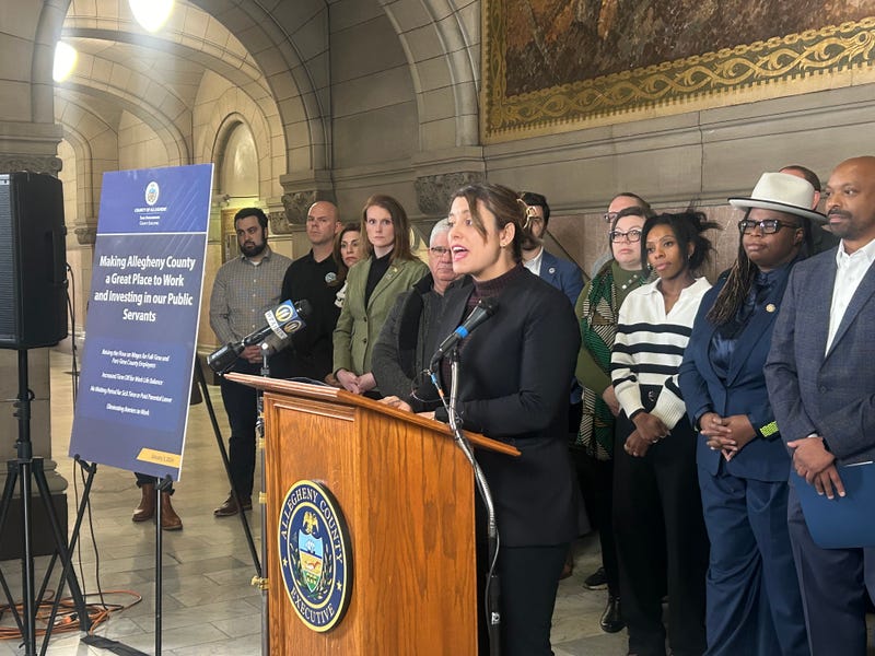 Allegheny County Executive Sara Innamorato hold's first news conference