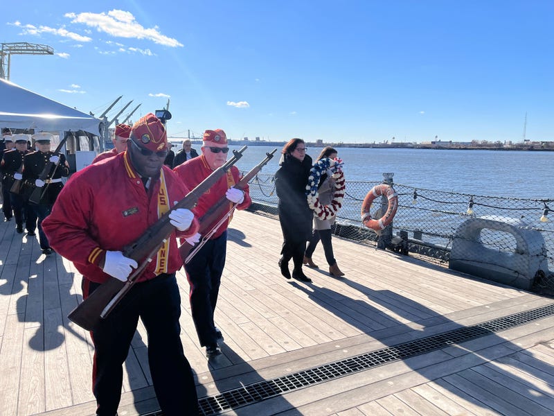 veterans and public officials gathered on the Battleship New Jersey for a ceremonial wreath laying in remembrance of those who made the ultimate sacrifice on Dec. 7, 2024.