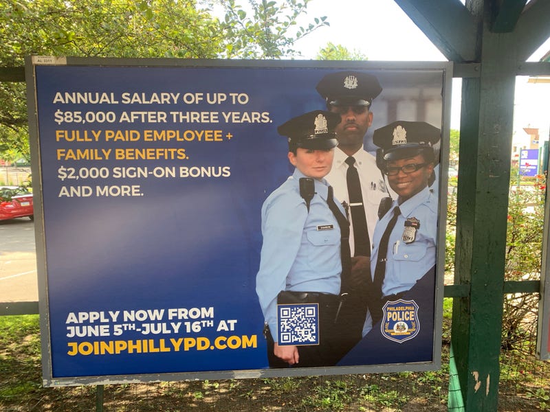 Recruitment ad at a SEPTA regional rail station