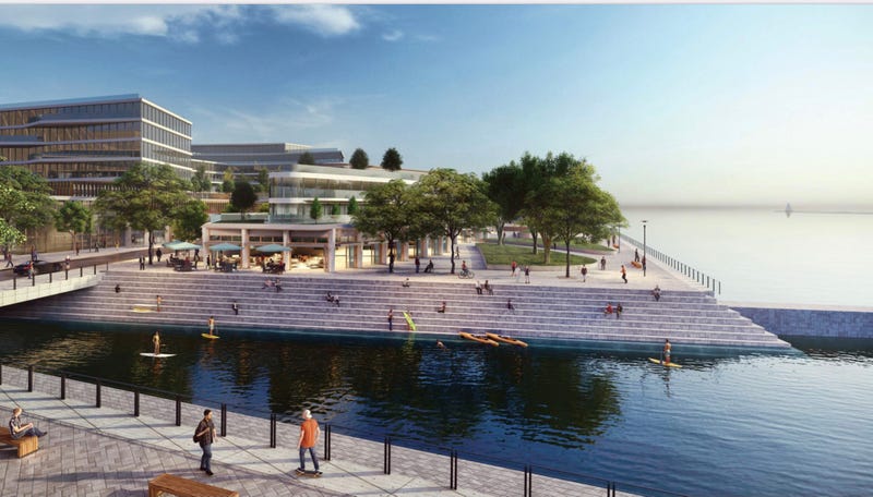 A rendering of the proposed park development on the water north of FirstEnergy Stadium.