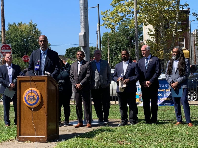 Mike Carroll, deputy managing director for the Office of Transportation, Infrastructure and Sustainability, speaking at the podium.