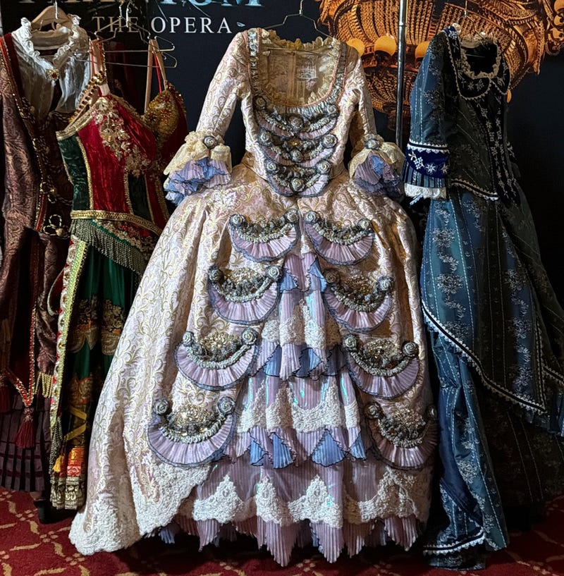 Some of the ornate, custom made costumes of "The Phantom of the Opera" 