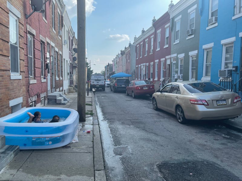 A block in Kensington near the elementary school where a man's body was found Thursday, in an apparent attack where a rock was the alleged weapon.