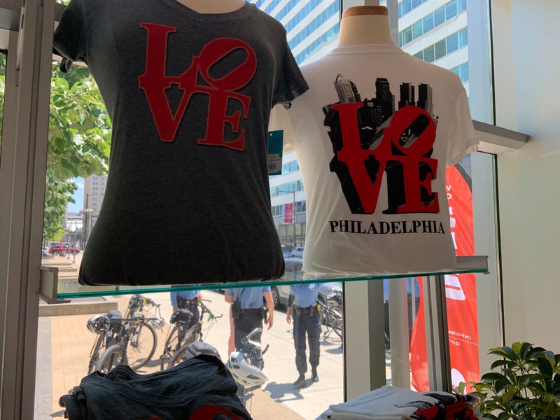 Philadelphia-themed merchandise at the new visitor center in LOVE Park.