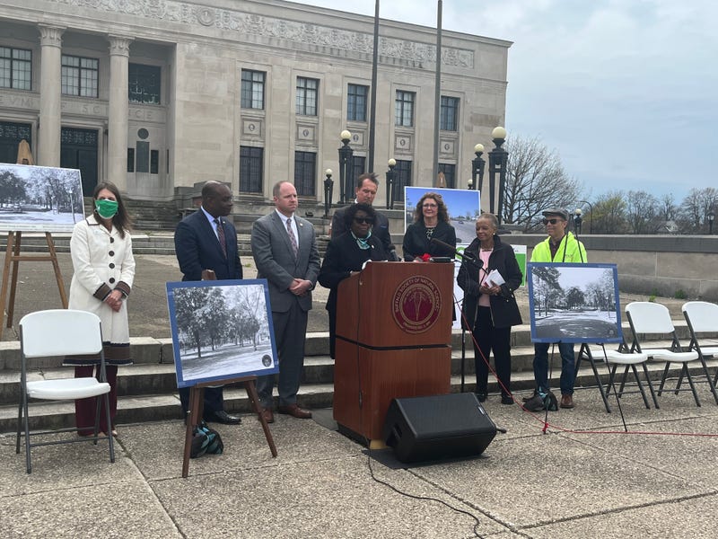 NYS Assembly Majority Leader Crystal Peoples-Stokes, speaking to the $1 billion dollars in state budget funding for redesign of the 33.