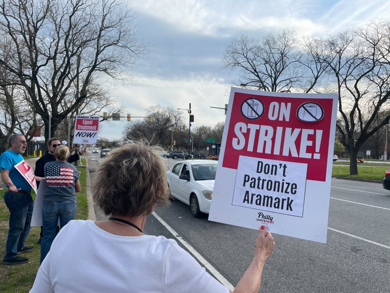 Unionized Aramark workers at Wells Fargo Center go on 1-day strike