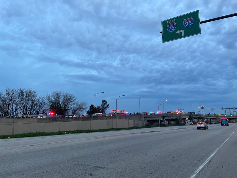 Police activity on the I-95 off ramp near Packer Avenue