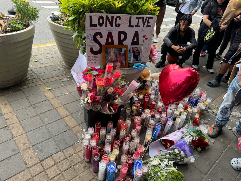 The friends and family of Sara Rivera, who was fatally stabbed Wednesday night in Queens, built a memorial honoring the teen on Thursday and gathered in mourning.