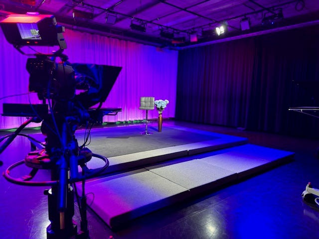 An empty studio at CAN TV.