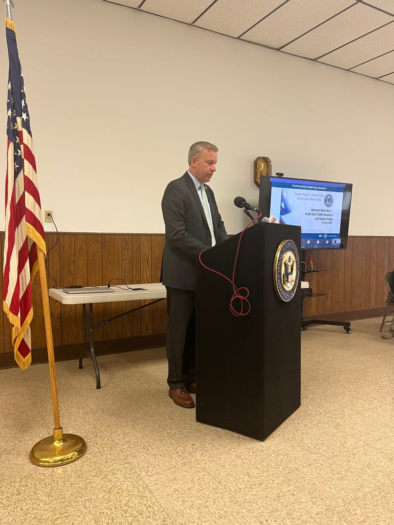 CORFU, N.Y.- Congressman Chris Jacobs at the Pembroke Community Center holding a public listening session for the intersection of St. Route 77 and Indian Falls Road.