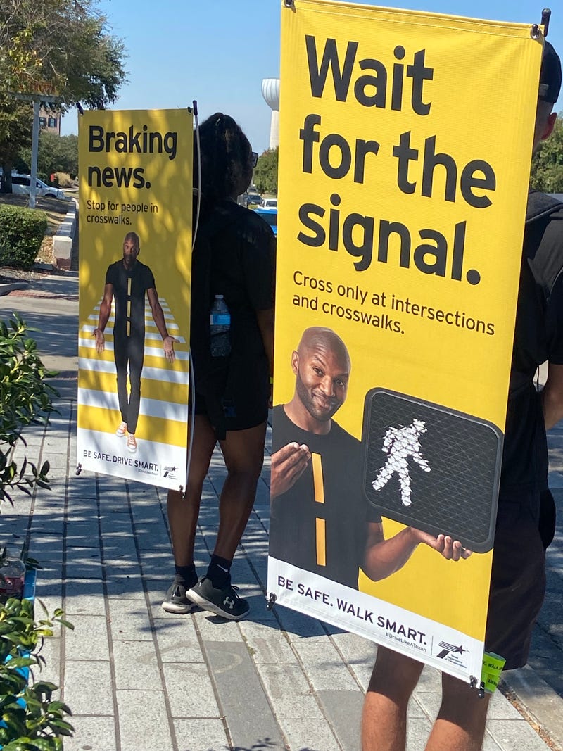 The mobile billboards will be used across the state to advise pedestrians and drivers to be careful!