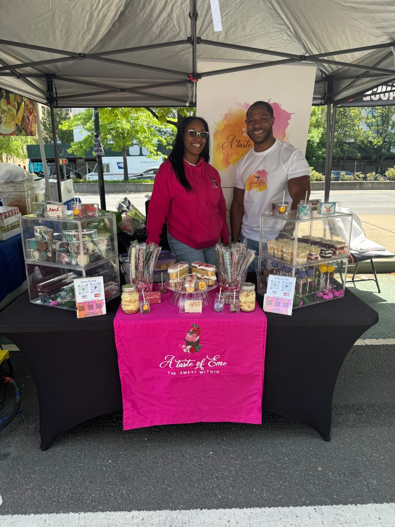Chef Eme with a Taste of Eme, handmade desserts.