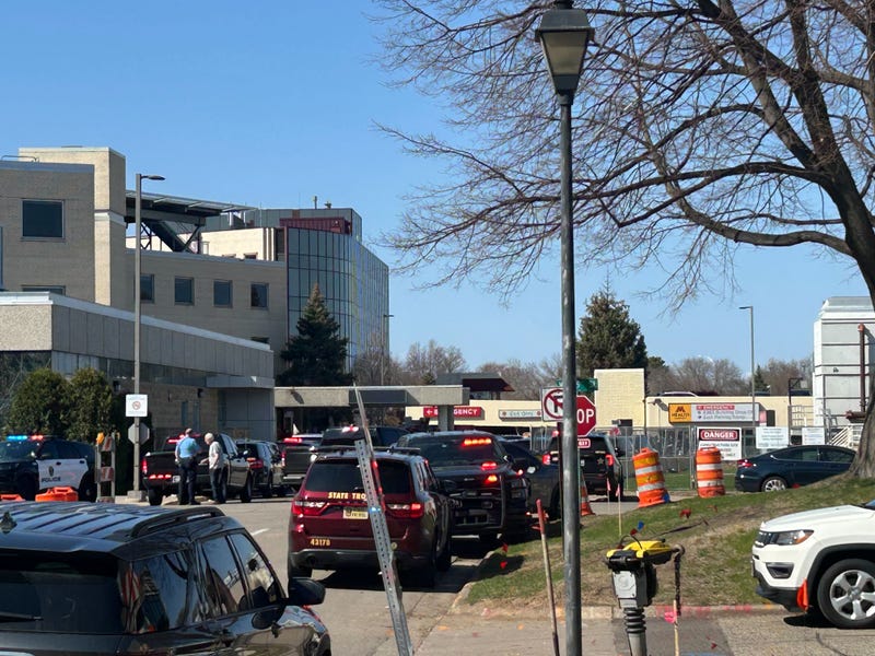 The scene outside of Fairview Southdale after 4:00 p.m. Tuesday. The hospital was put on lockdown drawing a very large police presence 